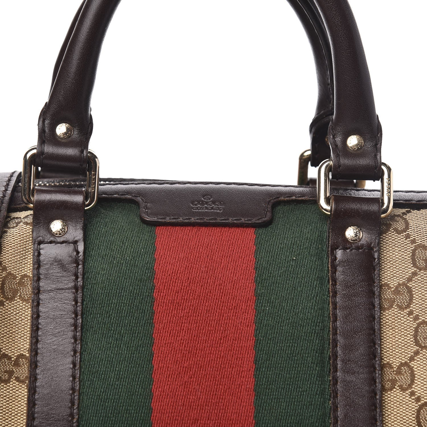 Gucci Monogram Vintage Web Medium Boston Dark Brown 11 of 11