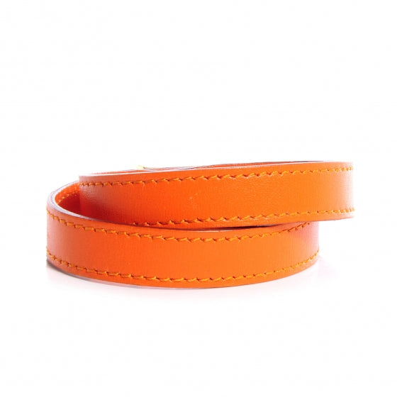 Hermes Tadelakt Leather Kelly Double Tour Bracelet Orange 3 of 7