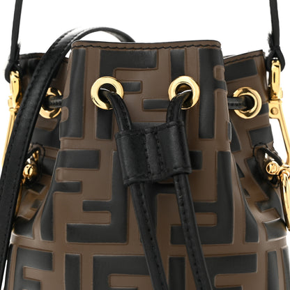 Fendi Vitello Liberty F is Fendi Bi-Color FF 1974 Embossed Mini Mon Tresor Bucket Bag Maya Black 8 of 10
