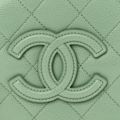 Chanel Caviar Quilted Small Round Vanity With Chain Light Green 8 of 11