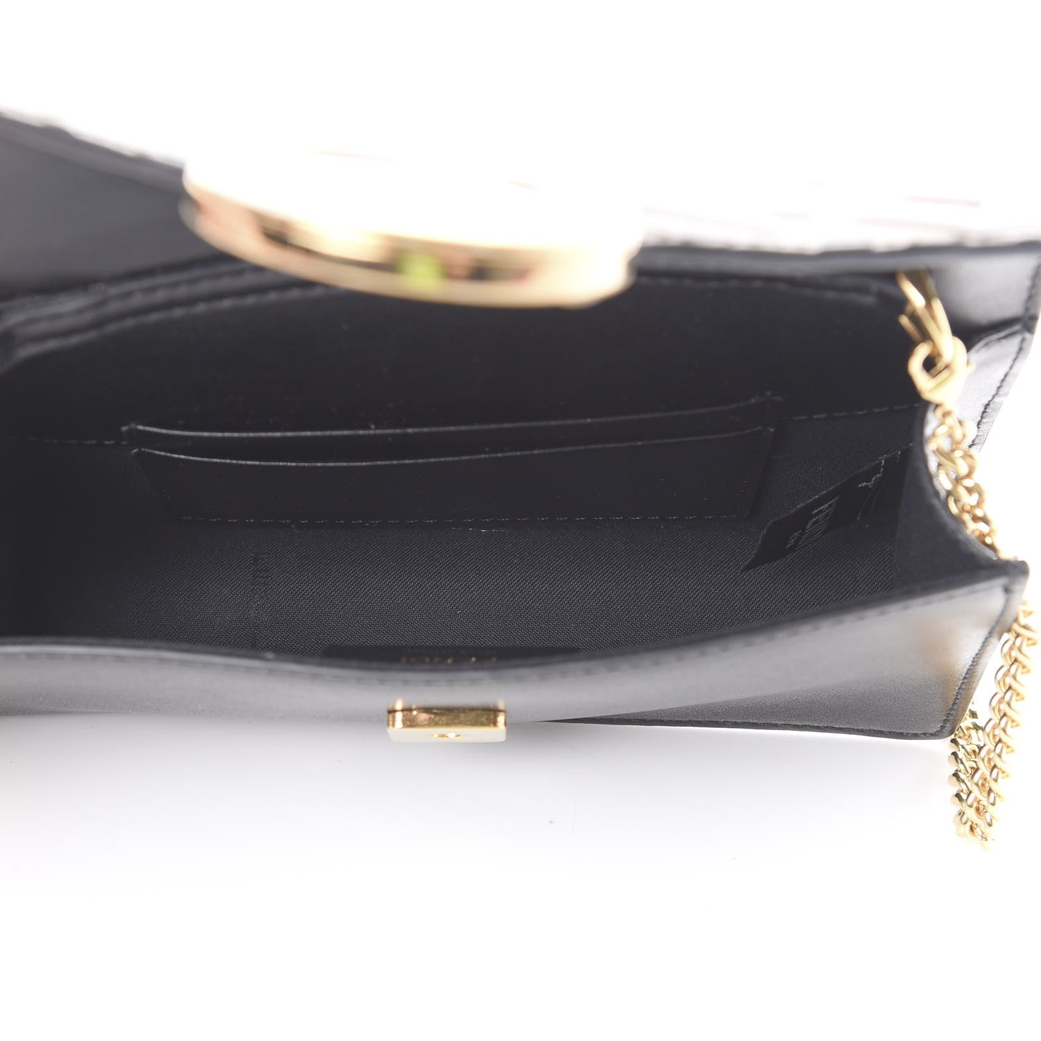 Fendi Vitello Liberty F is Fendi Bi-Color FF 1974 Embossed Envelope Belt Bag Maya Black 4 of 9