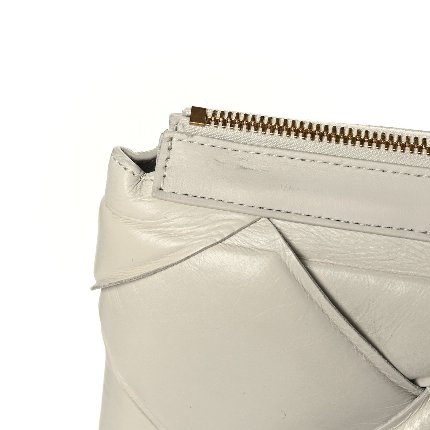 Paper Calfskin Maxi Intrecciato Padded Pouch Clutch Plaster