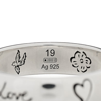 Gucci Sterling Silver Blind for Love Band Ring 58 8.75 4 of 6