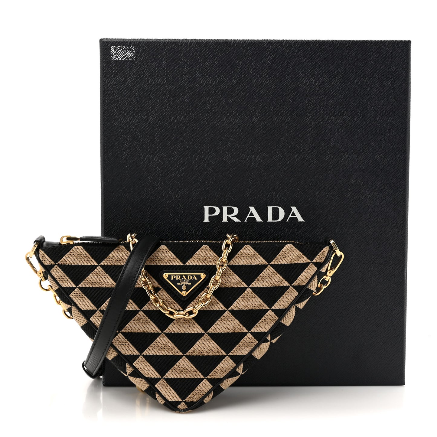 Jacquard Triangolo Symbole Embroidered Mini Triangle Bag Black Corda