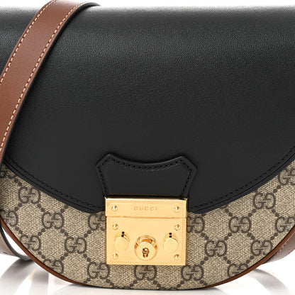 Gucci GG Supreme Monogram Calfskin Small Padlock Messenger Shoulder Bag Beige Black Cuir 8 of 10