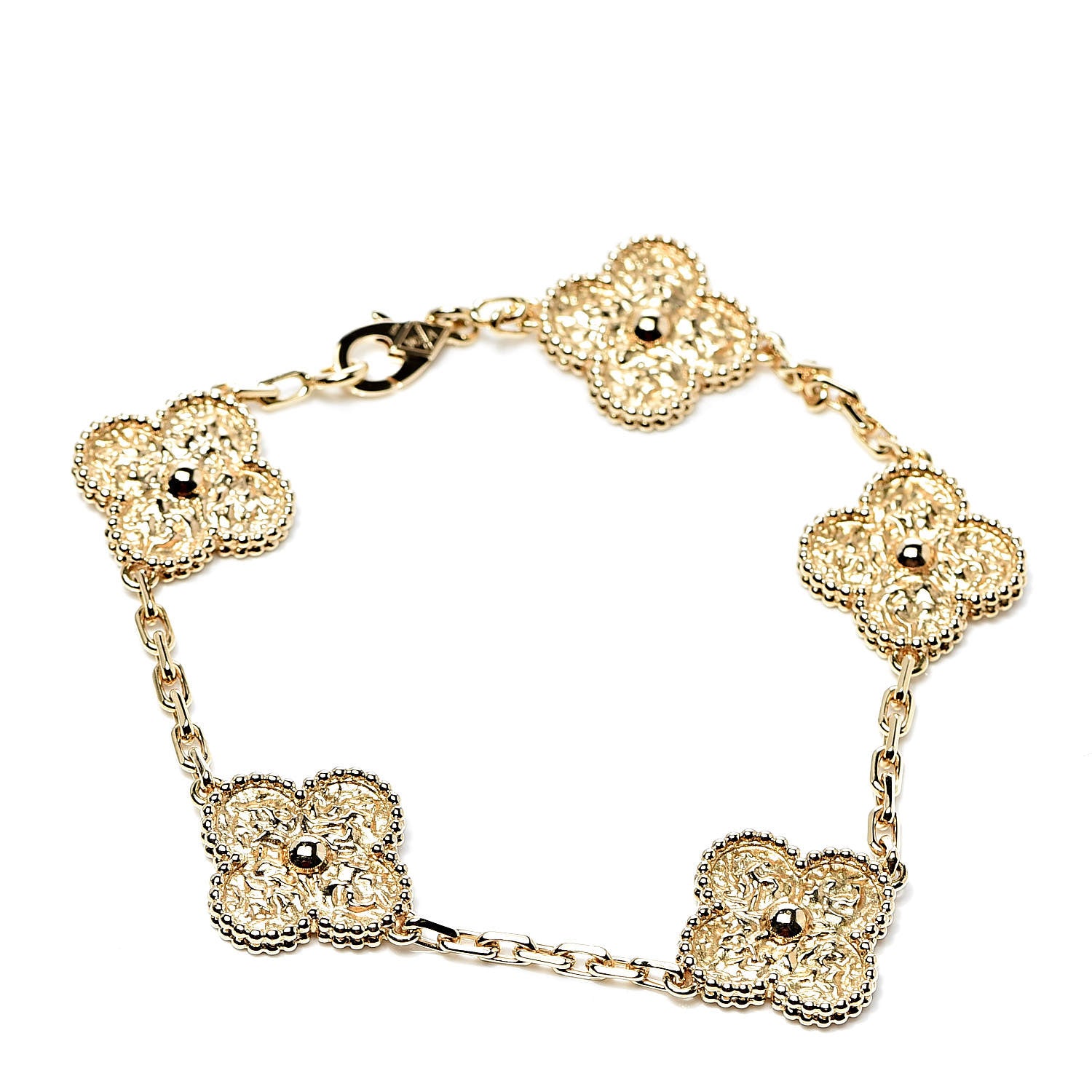 Van Cleef & Arpels 18K Yellow Gold 5 Motifs Vintage Alhambra Bracelet 1 of 6
