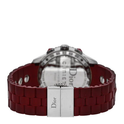 Christian Dior Stainless Steel Diamond Pave Sapphire 38mm Christal Chronograph Quartz Watch Red 3 of 4