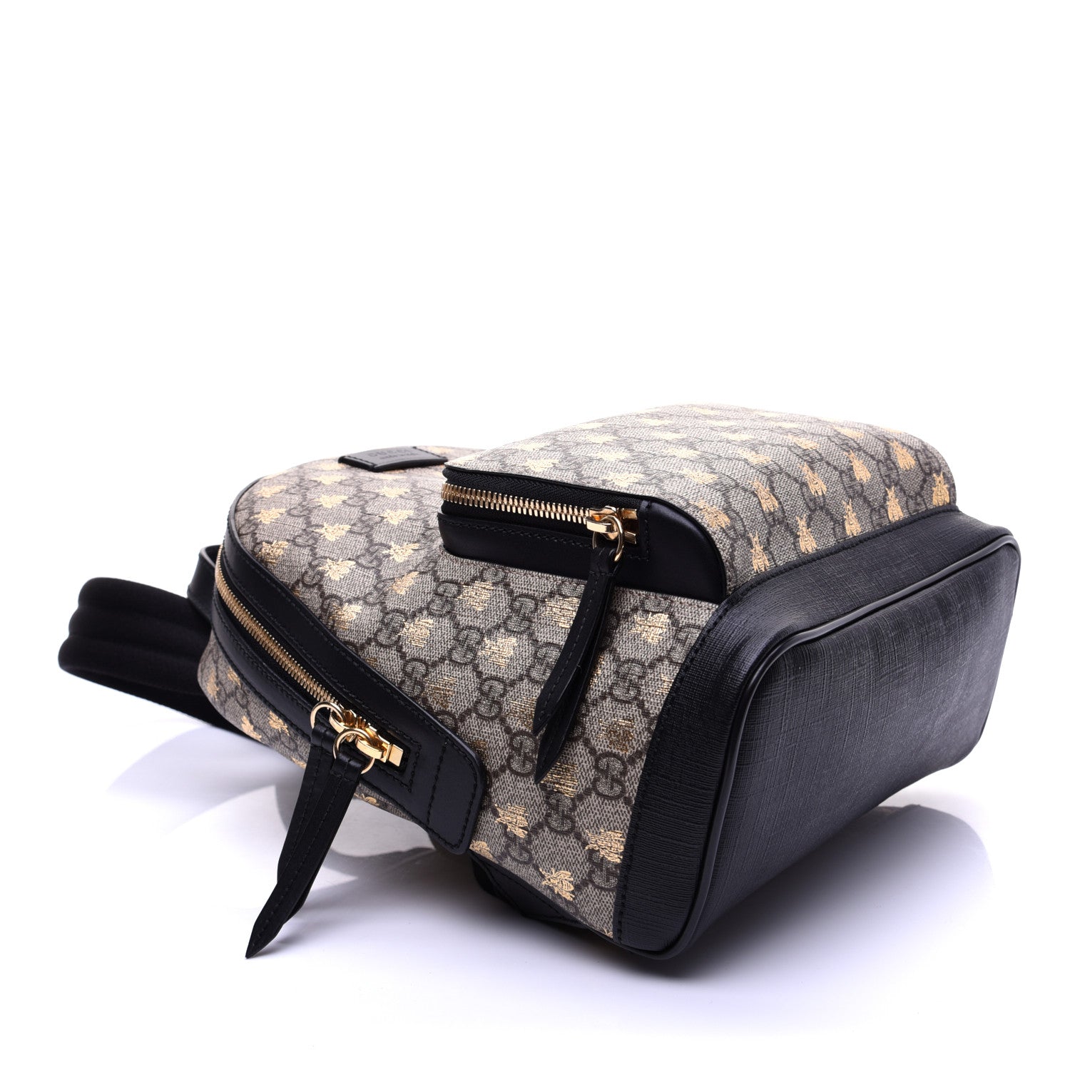 Gucci GG Supreme Monogram Bees Print Small Day Backpack Beige Oro Black 3 of 13