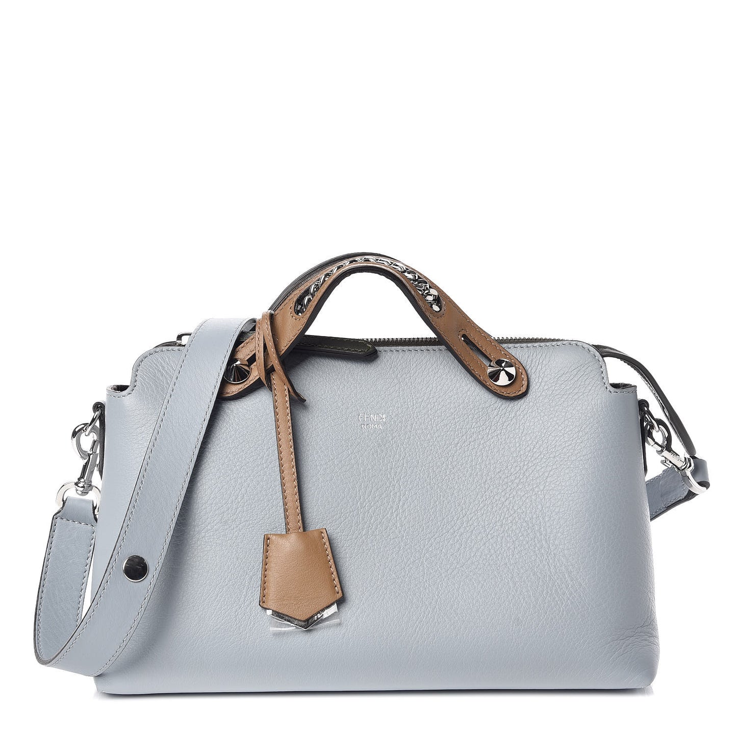 Vitello Dolce Chain Medium By The Way Boston Bag Azzurro Polvere Sand