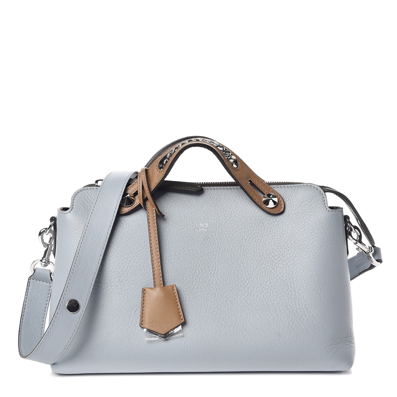 Fendi Vitello Dolce Chain Medium By The Way Boston Bag Azzurro Polvere Sand 1 of 10