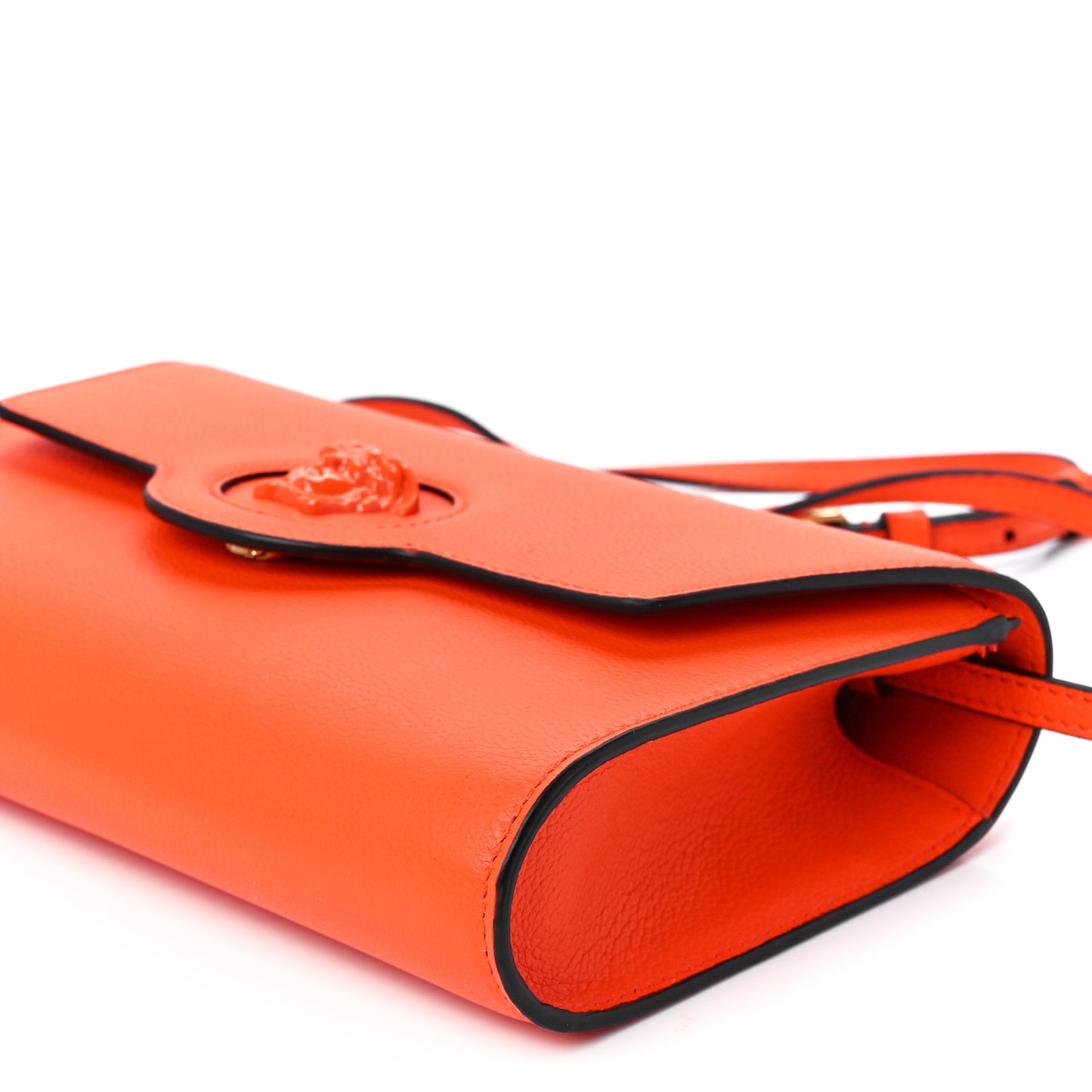 Grained Calfskin La Medusa Crossbody Bag Orange
