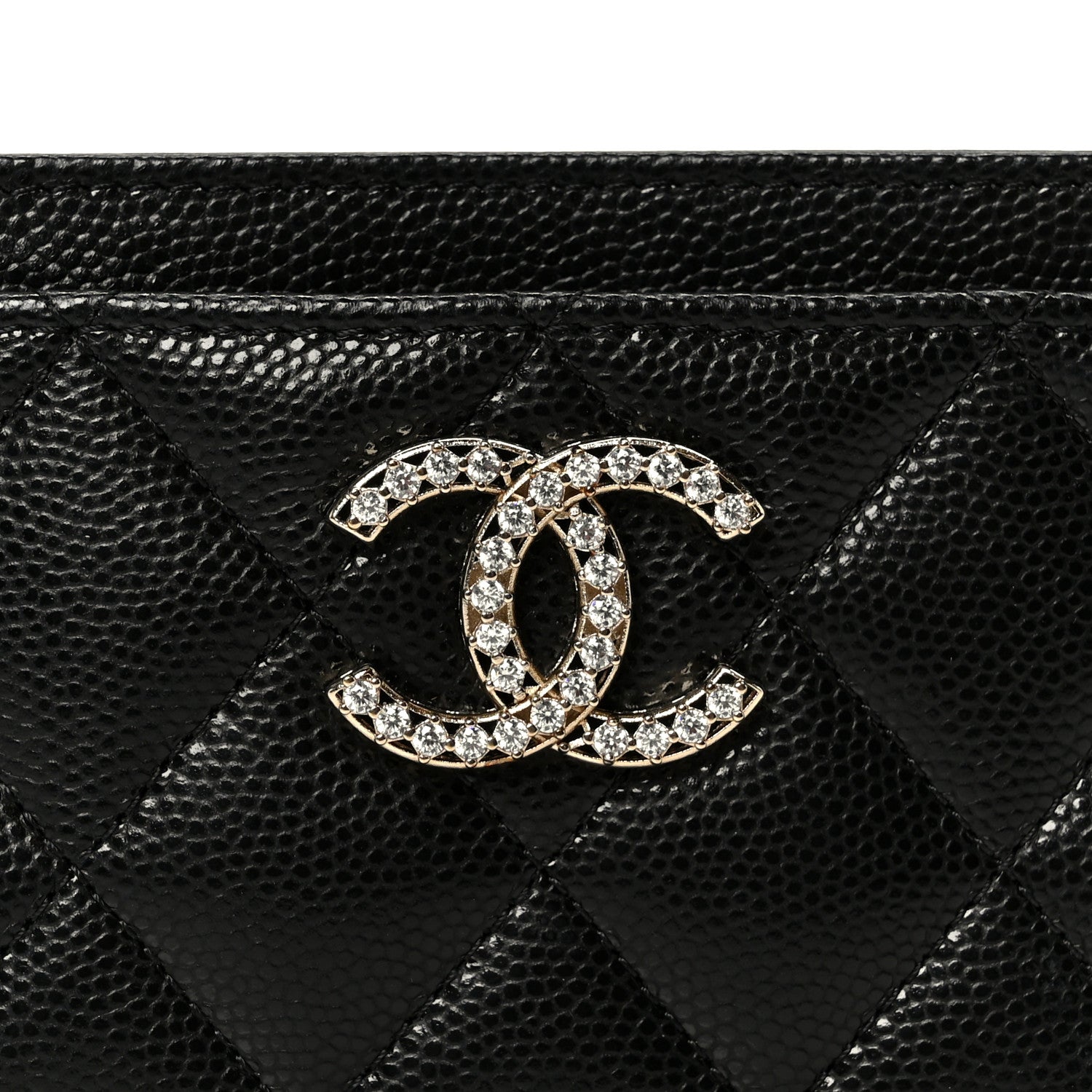 Chanel Caviar Quilted Crystal Card Holder Black 9 of 10