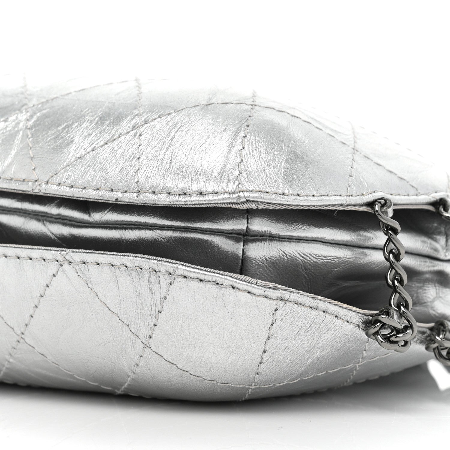 Chanel Metallic Aged Calfskin Quilted Small Gabrielle Bucket Silver 8 of 8