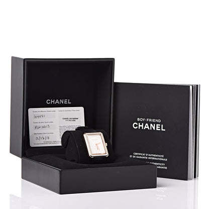 Chanel 18K Beige Gold Alligator Diamond Bezel 29mm Boy-Friend Manual Winding Watch Black 10 of 10