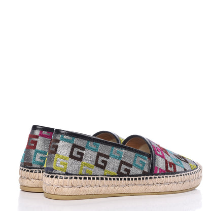 Gucci Velvet Lurex Square G Espadrilles 38.5 Silver Multicolor 4 of 11
