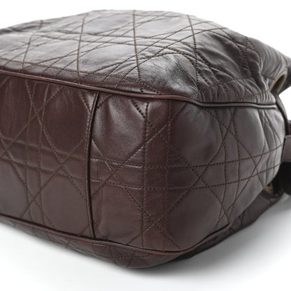 Christian Dior Lambskin Cannage Drawstring Bag Dark Brown 7 of 14