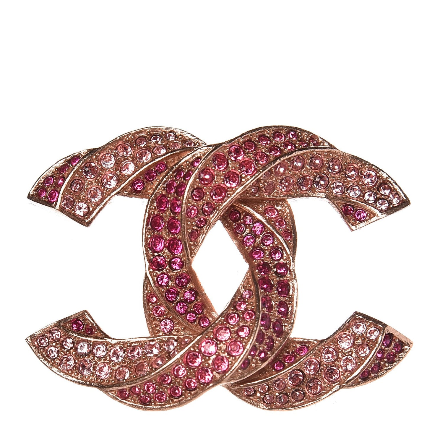 Crystal Twisted CC Brooch Rose Gold
