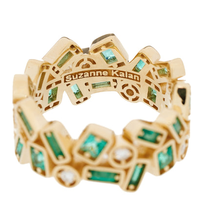 Suzanne Kalan 18K Yellow Gold Diamond Emerald Mosaic Ring 54 6.75 4 of 6