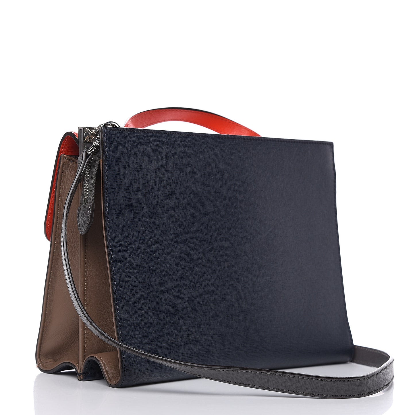 Vitello Elite Flamingo Colorblock Demi Jour Shoulder Bag Papavero Multicolor Asfalto