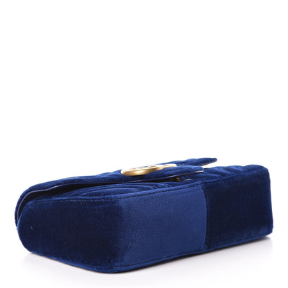 Gucci Velvet Matelasse Mini GG Marmont Shoulder Bag Cobalt Blue 4 of 12