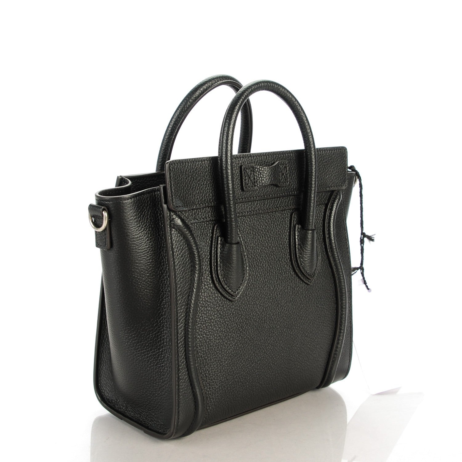 Celine Drummed Calfskin Nano Luggage Black 3 of 7