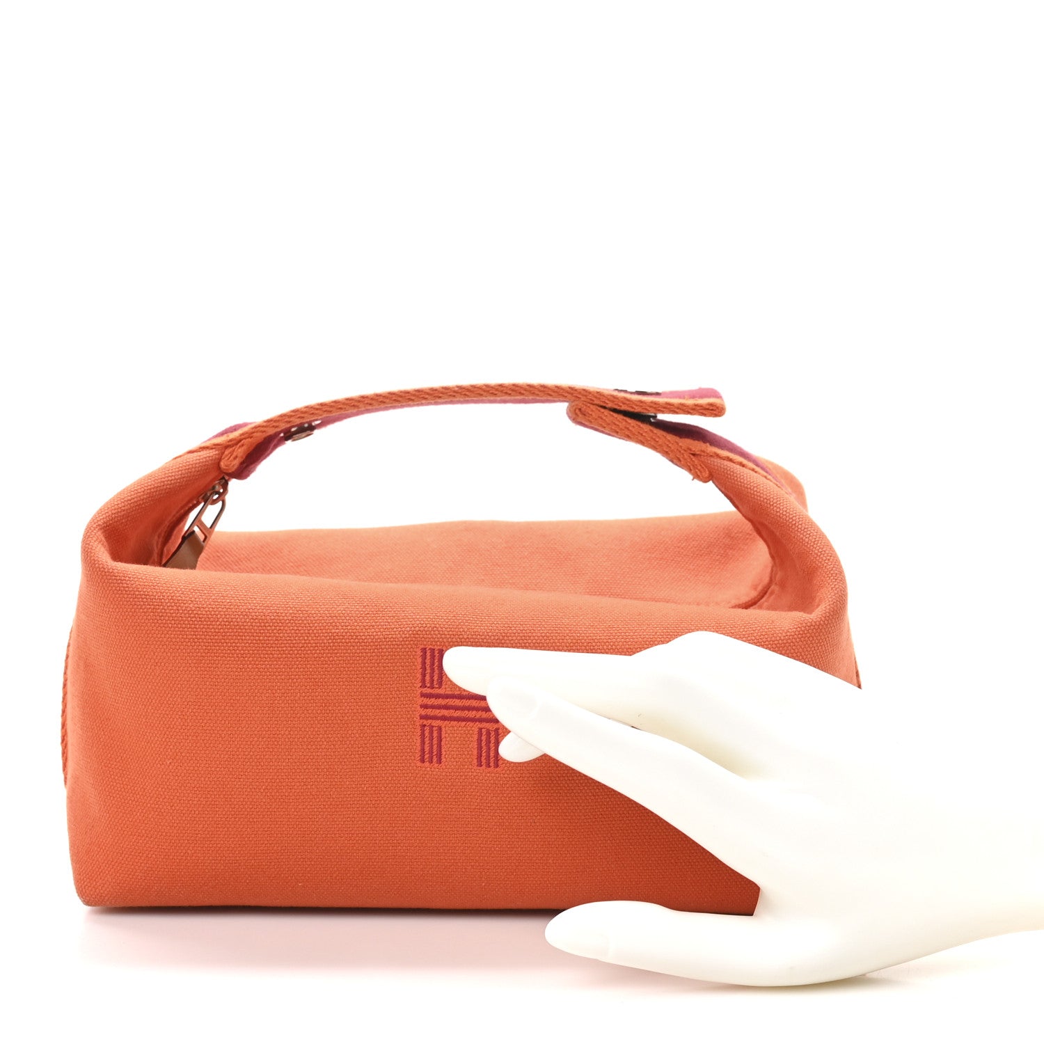 Hermes Canvas Small Bride-A-Brac Pouch Orange Burgundy 2 of 7