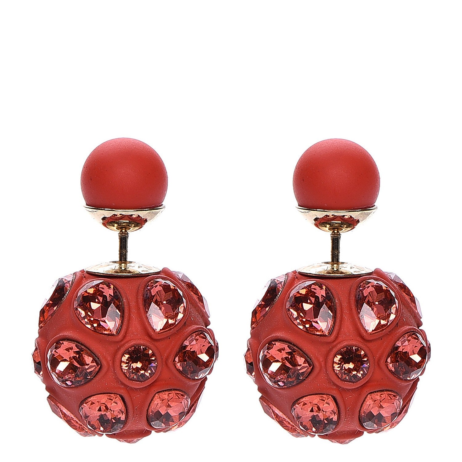Christian Dior Crystal Mise En Dior Tribal Earrings Red 1 of 5