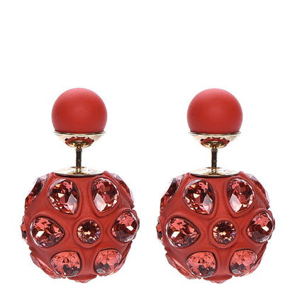 Christian Dior Crystal Mise En Dior Tribal Earrings Red 1 of 5