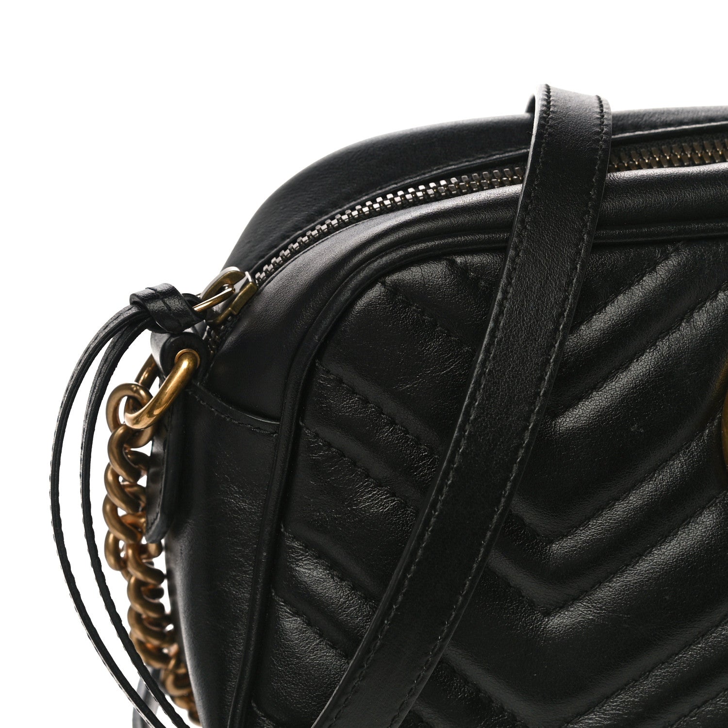 Gucci Calfskin Matelasse Small GG Marmont Chain Shoulder Bag Black 12 of 18