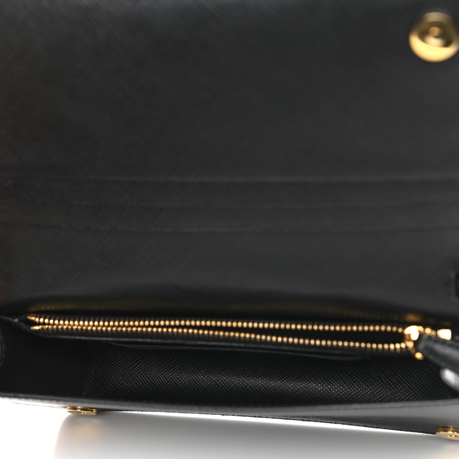 Prada Saffiano Shine Monochrome Chain Wallet Black 4 of 7