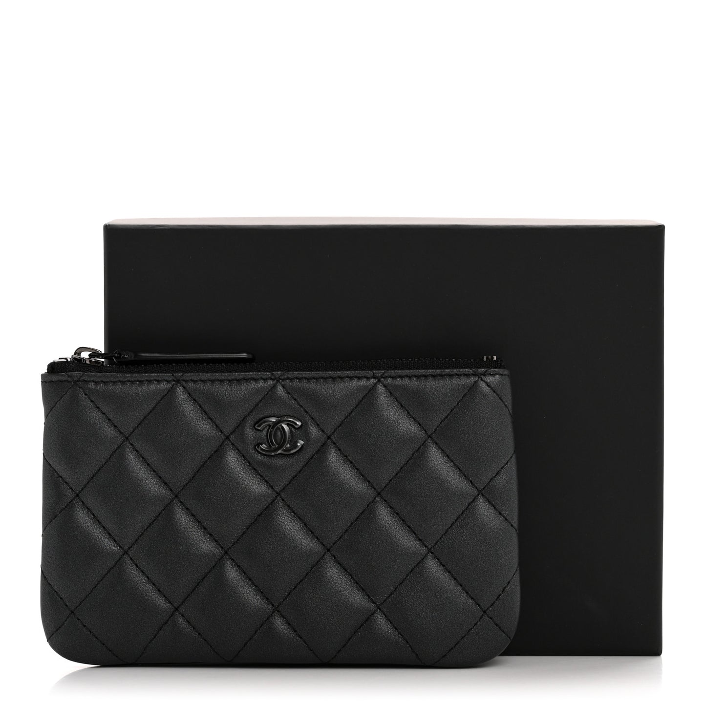 Iridescent Lambskin Quilted Cosmetic Case So Black