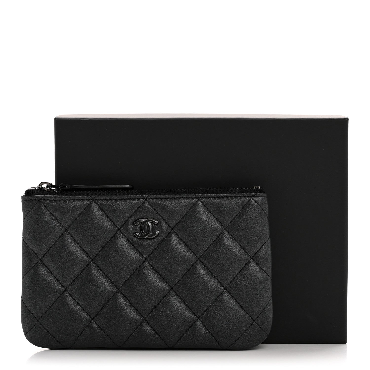 Chanel Iridescent Lambskin Quilted Cosmetic Case So Black 8 of 8