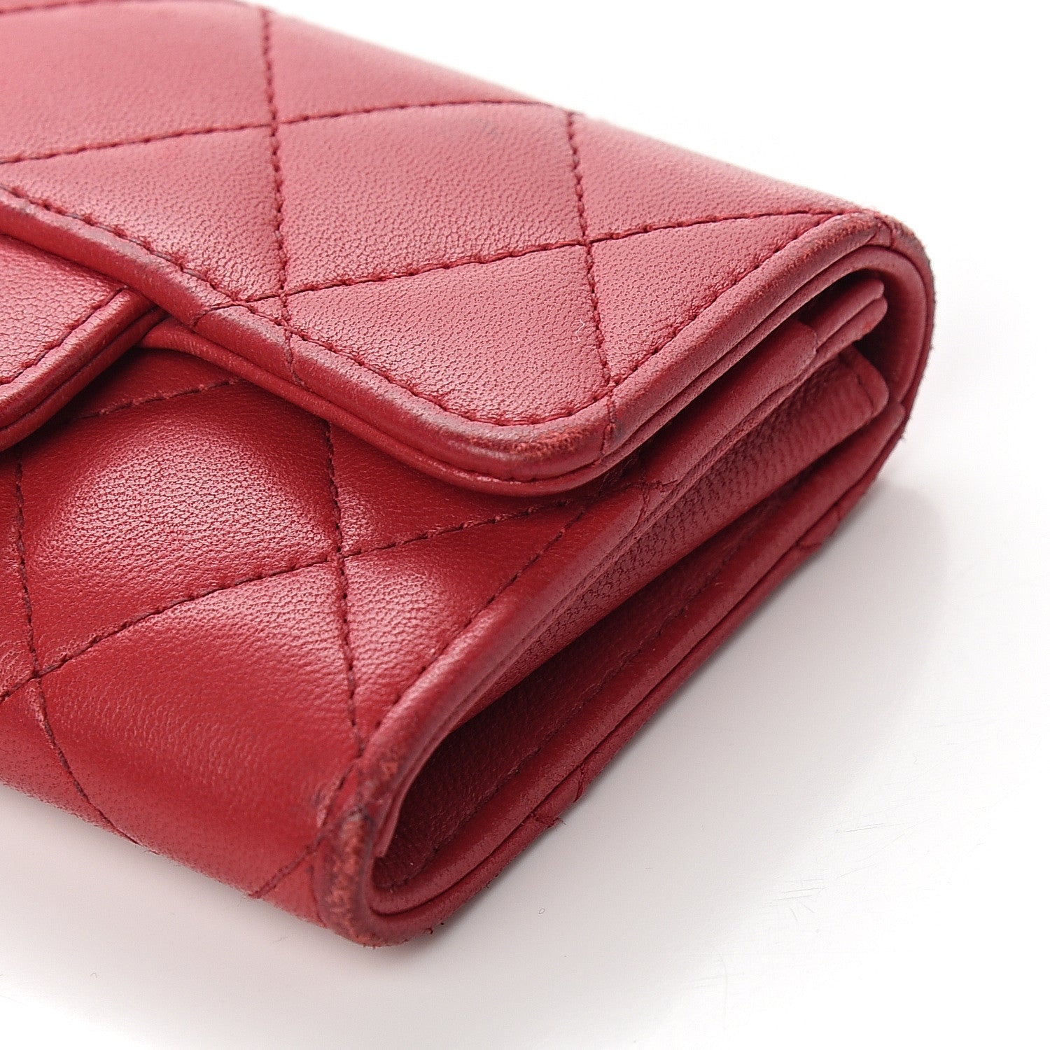 Chanel Lambskin Quilted Flap Card Holder Dark Pink 9 of 10