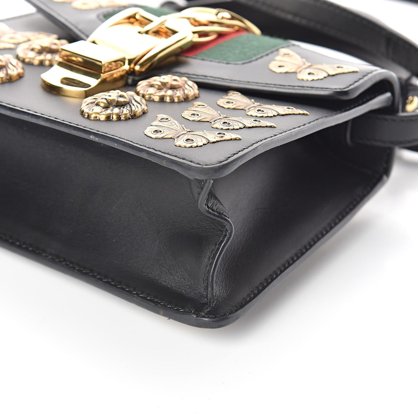 Calfskin Animal Studs Mini Sylvie Top Handle Bag Black