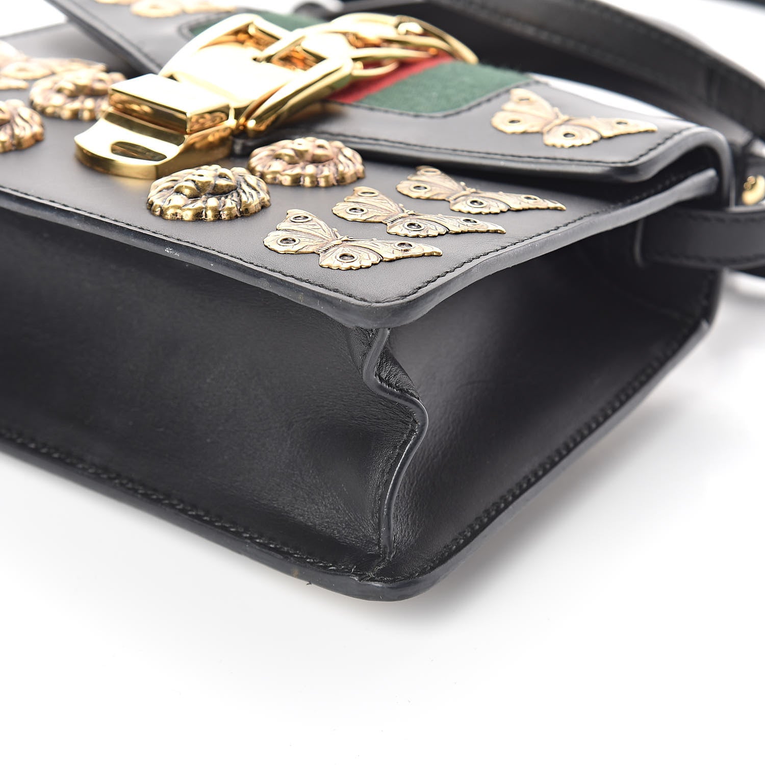 Gucci Calfskin Animal Studs Mini Sylvie Top Handle Bag Black 8 of 8