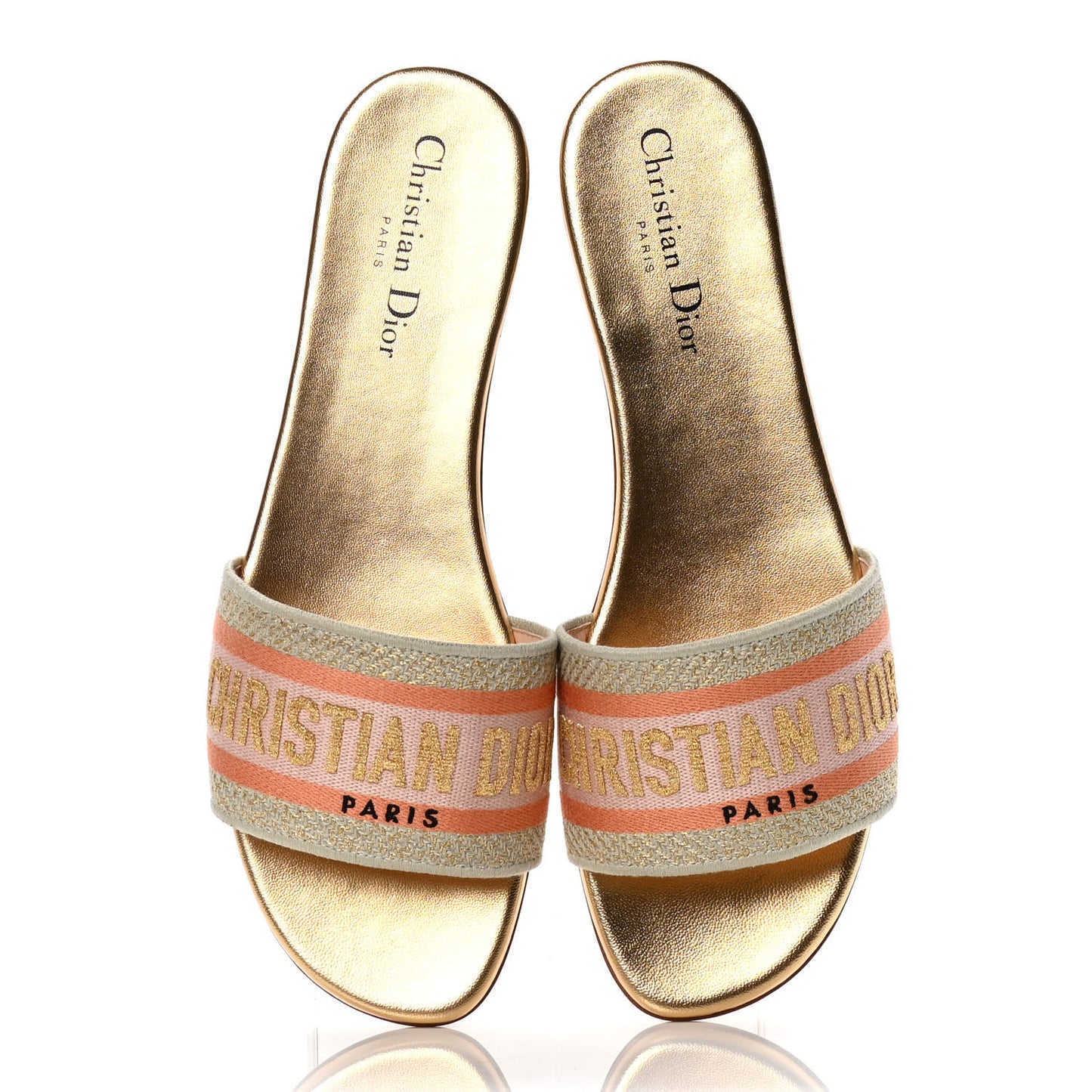 Cotton Embroidered Dway Mules Slide Sandals 40 Platinum