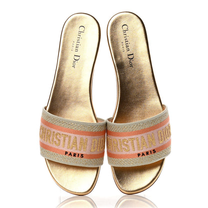 Christian Dior Cotton Embroidered Dway Mules Slide Sandals 40 Platinum 5 of 10