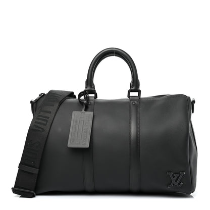 Louis Vuitton Grained Calfskin Aerogram Keepall Bandouliere 40 Black 1 of 4