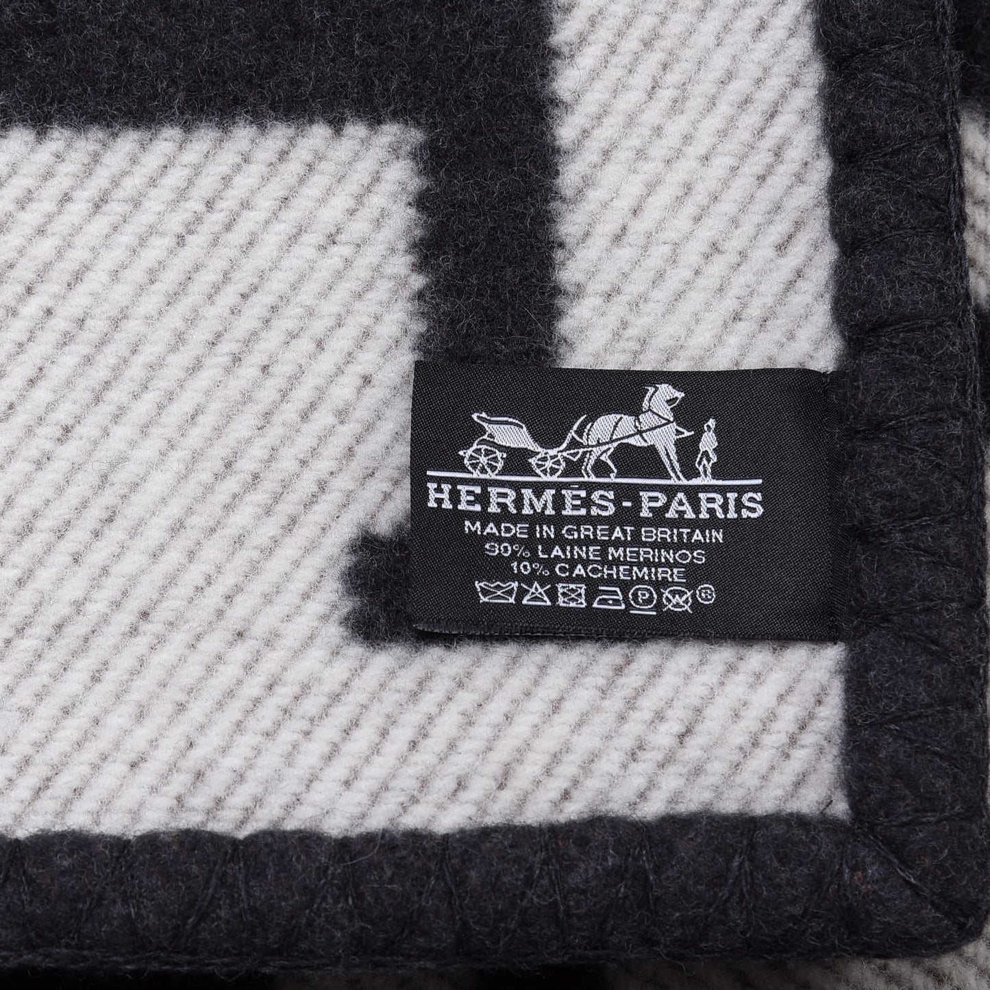 Wool Cashmere Avalon III Blanket Ecru Black