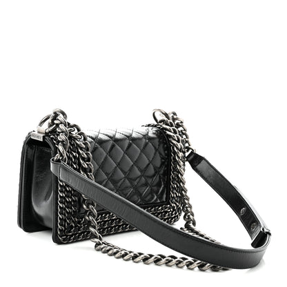 Chanel Glazed Calfskin Quilted Small Boy Chained Flap Black 3 of 11