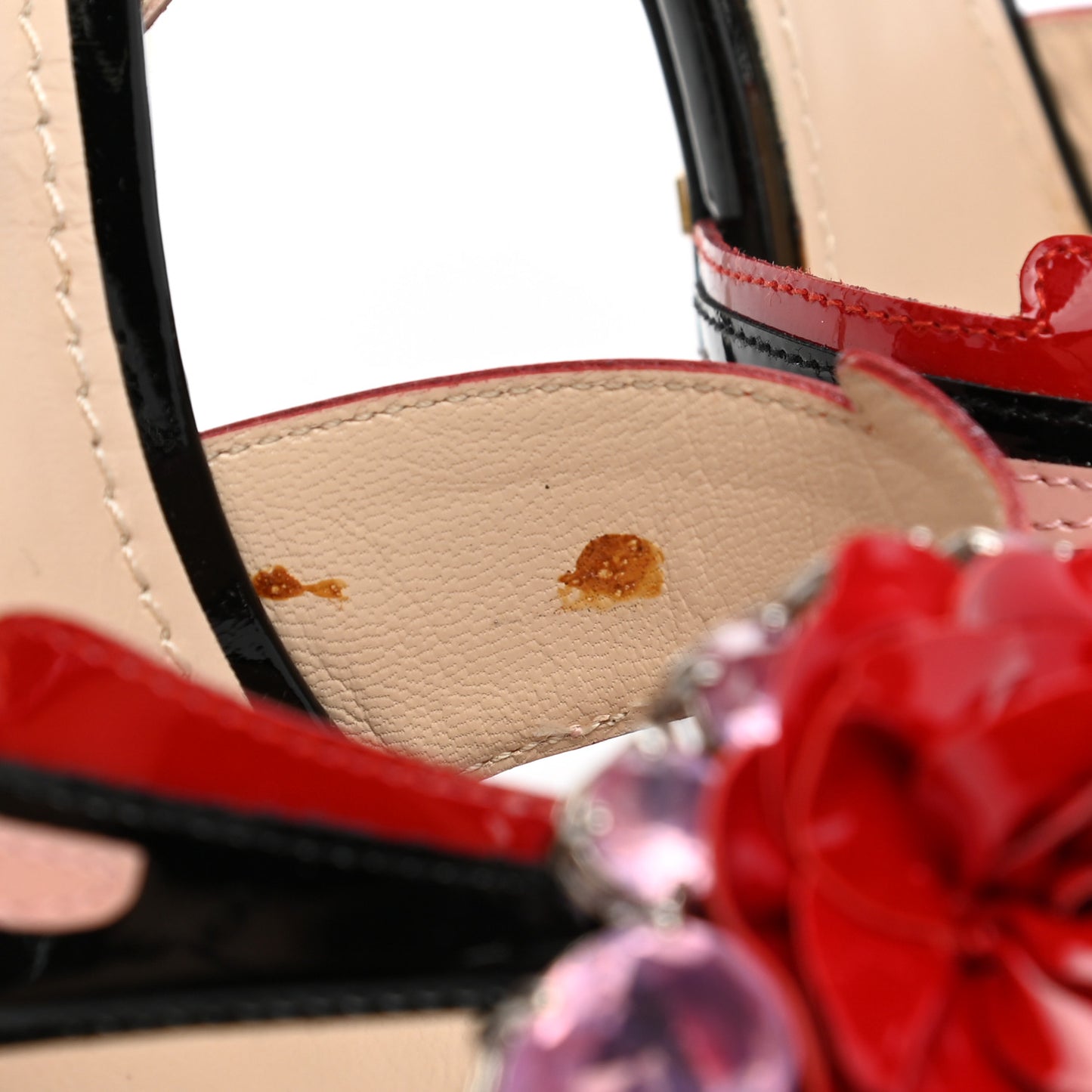 Patent Flame Crystal Embellished Sandals 39 Multicolor