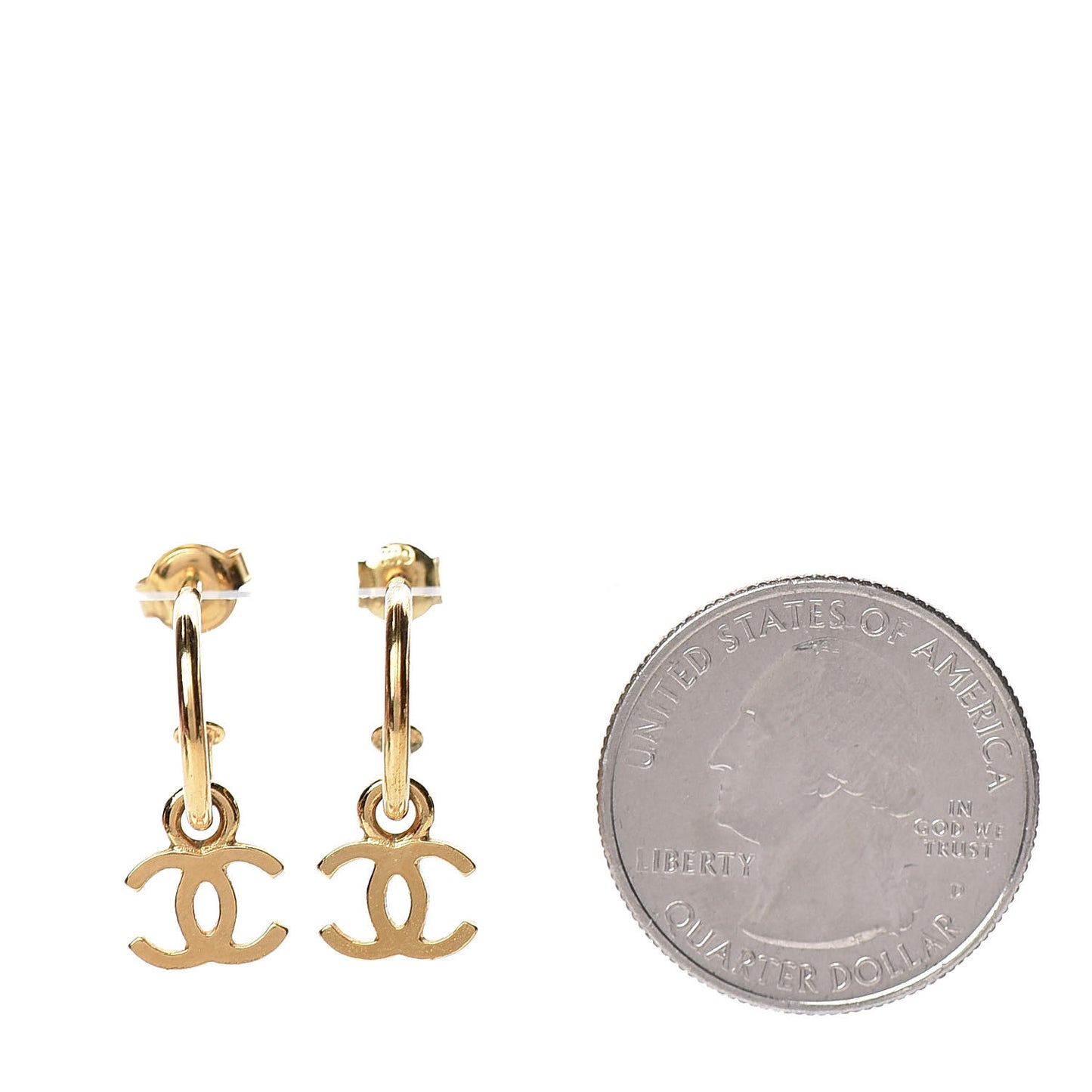 Metal Drop CC Earrings Gold