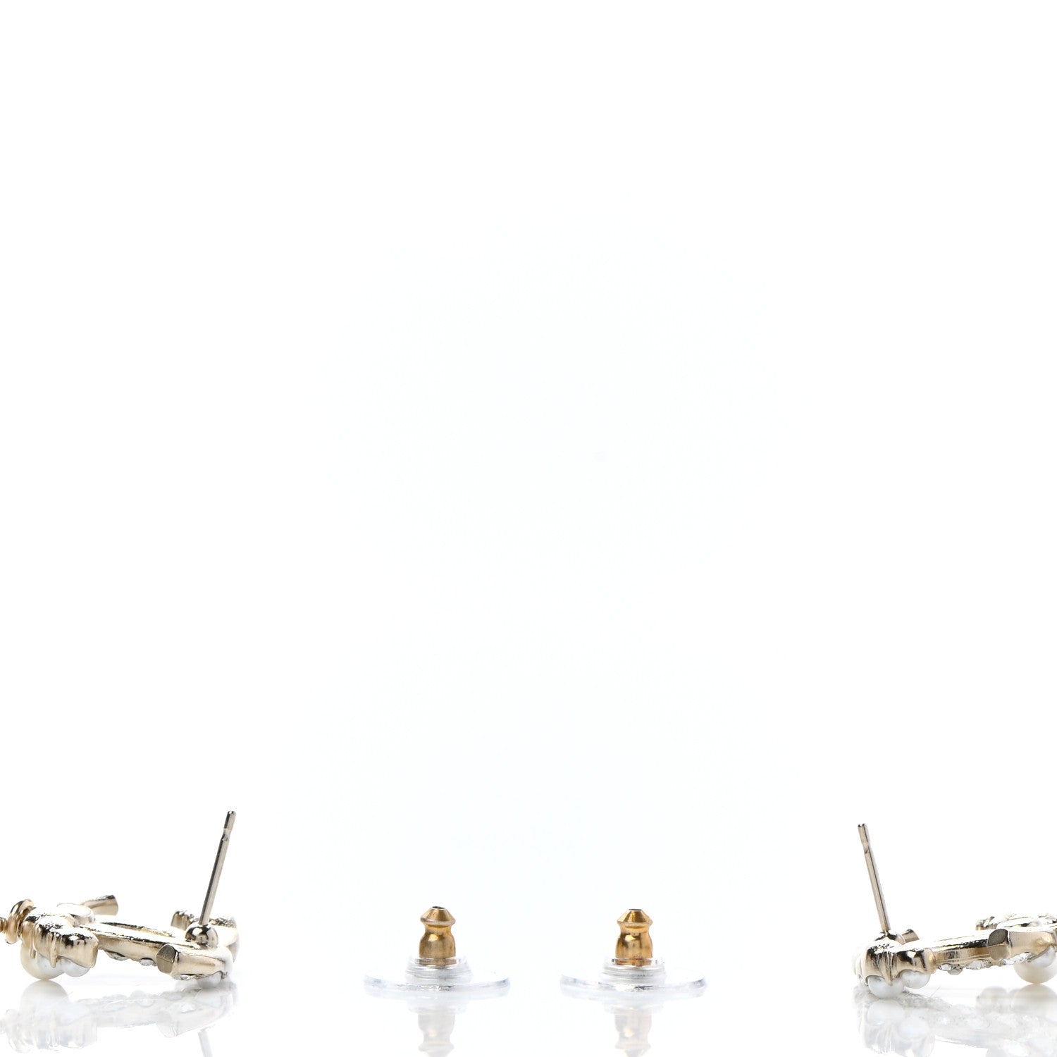 Chanel Crystal Pearl CC Drop Earrings Gold 3 of 5