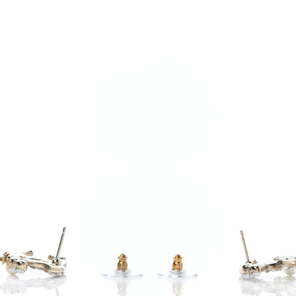 Chanel Crystal Pearl CC Drop Earrings Gold 3 of 5