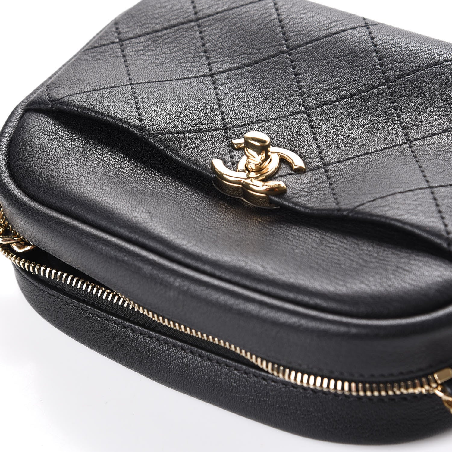 Chanel Goatskin Quilted Small Casual Trip Camera Case Black 11 of 15