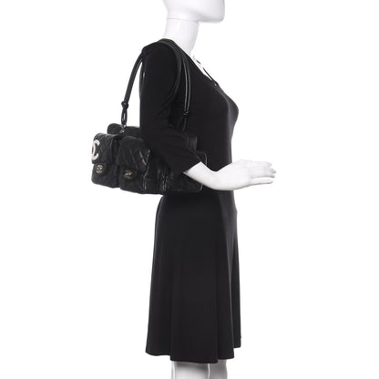Chanel Calfskin Quilted Small Cambon Multipocket Reporter Black White 2 of 12