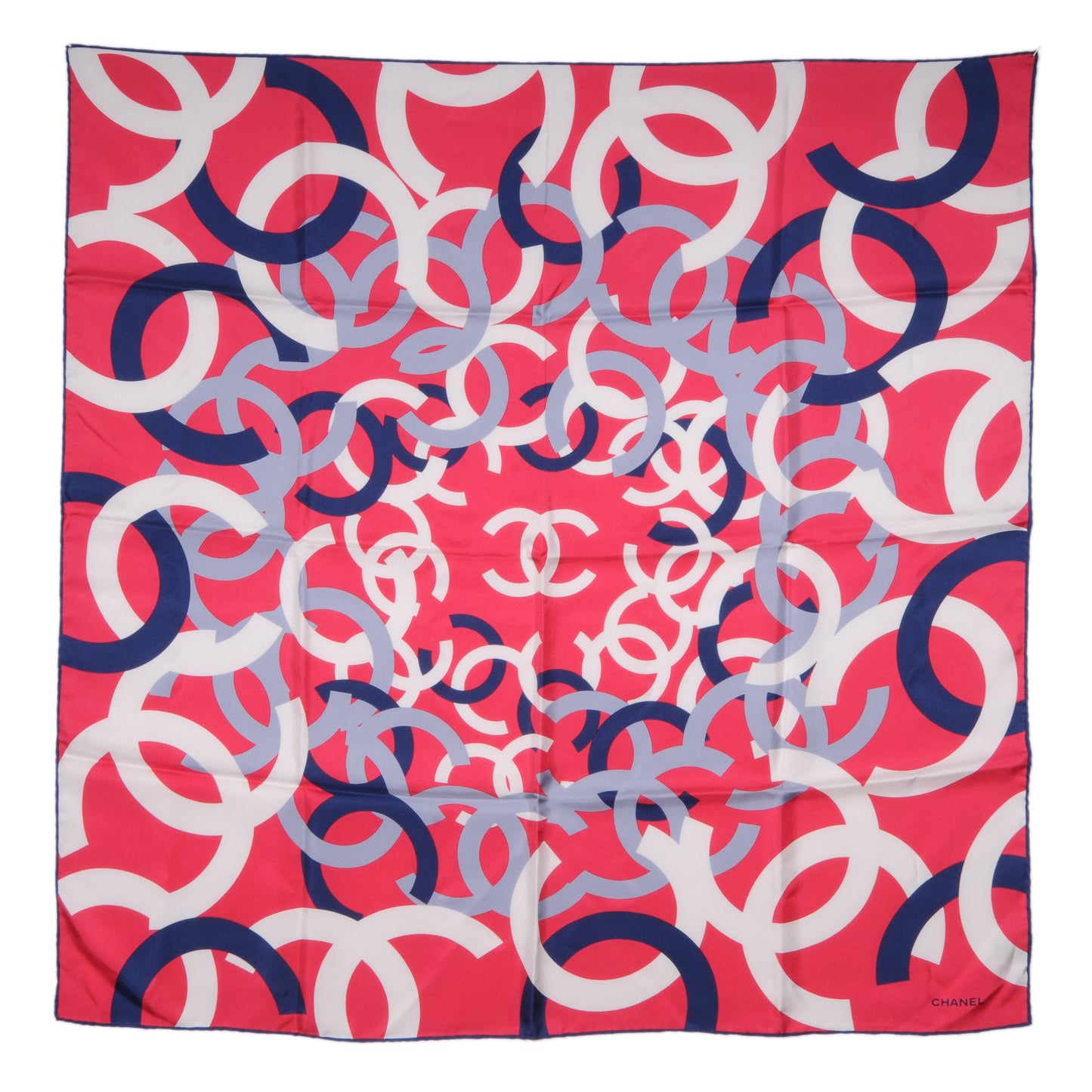 Silk CC Logo Scarf Fuchsia Blue