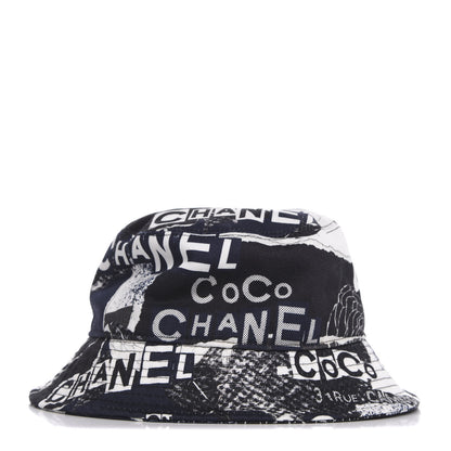 Chanel Cotton Coco Print Bucket Hat M Navy Black White 1 of 6