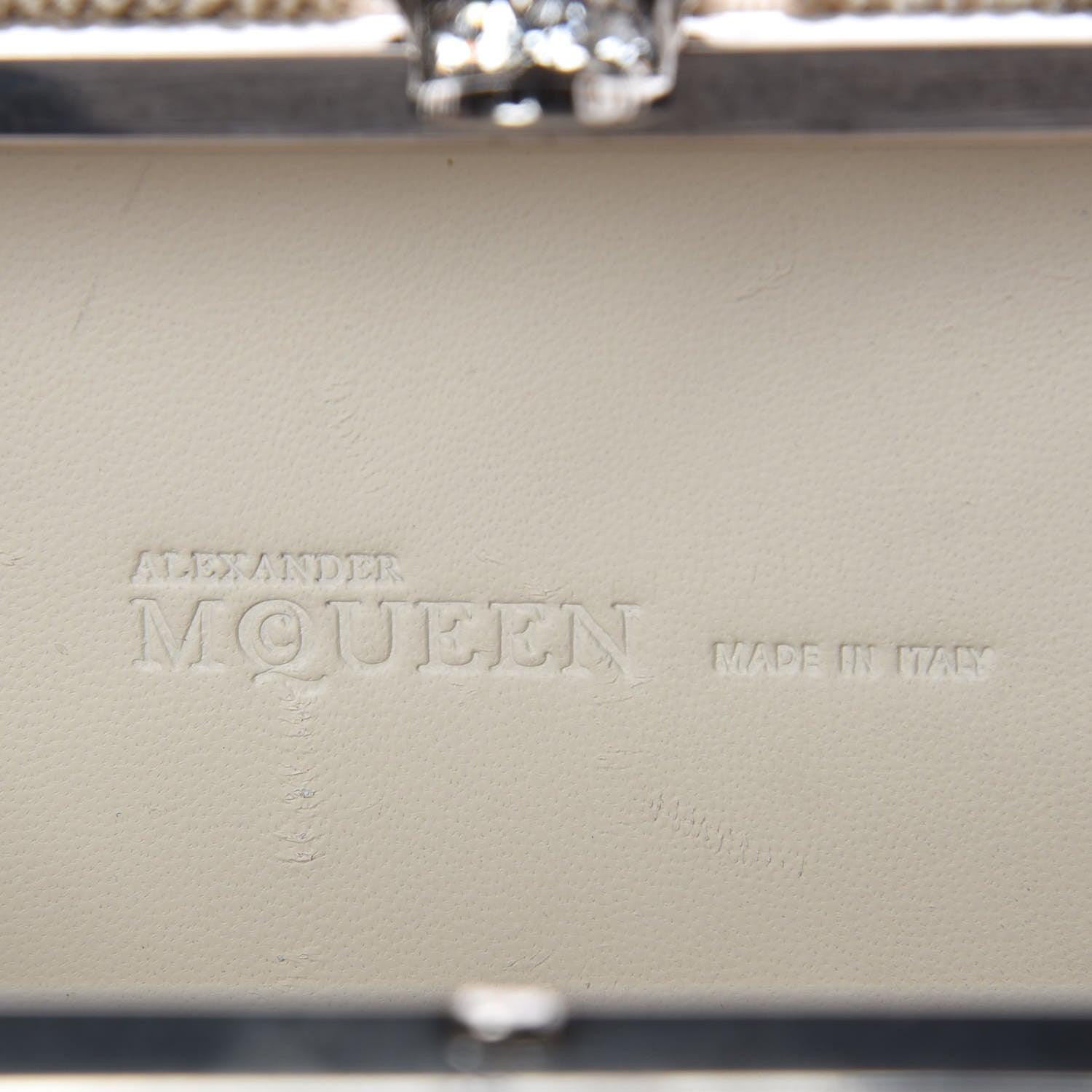 Alexander McQueen Canvas Beaded Britannia Skull Box Clutch Natural 6 of 11