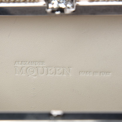 Alexander McQueen Canvas Beaded Britannia Skull Box Clutch Natural 6 of 11